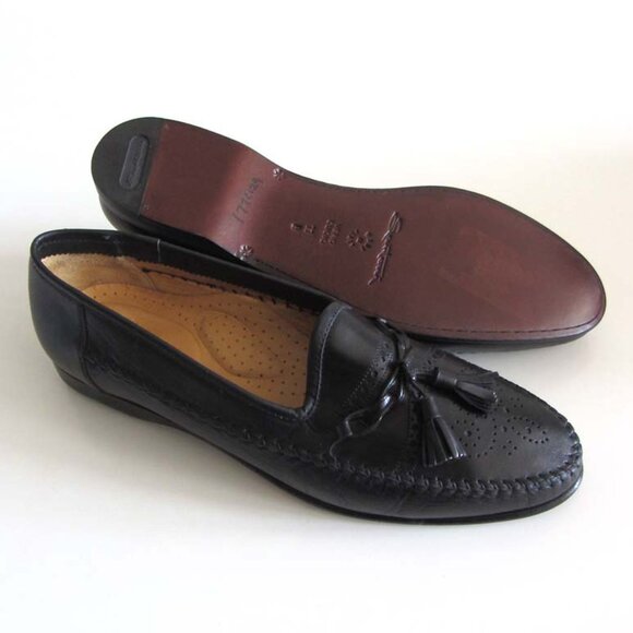 new SANTONI blk toe medallion tassel loafers 11 B shoes Italy main image 5
